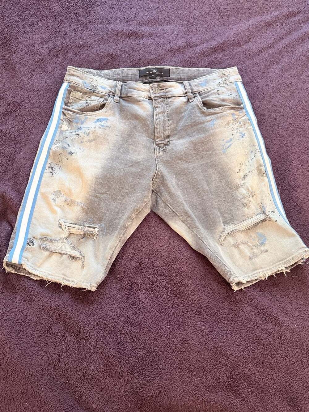 Jordan Craig Legacy Edition Distressed Paint Splatter Denim Shorts Size 36